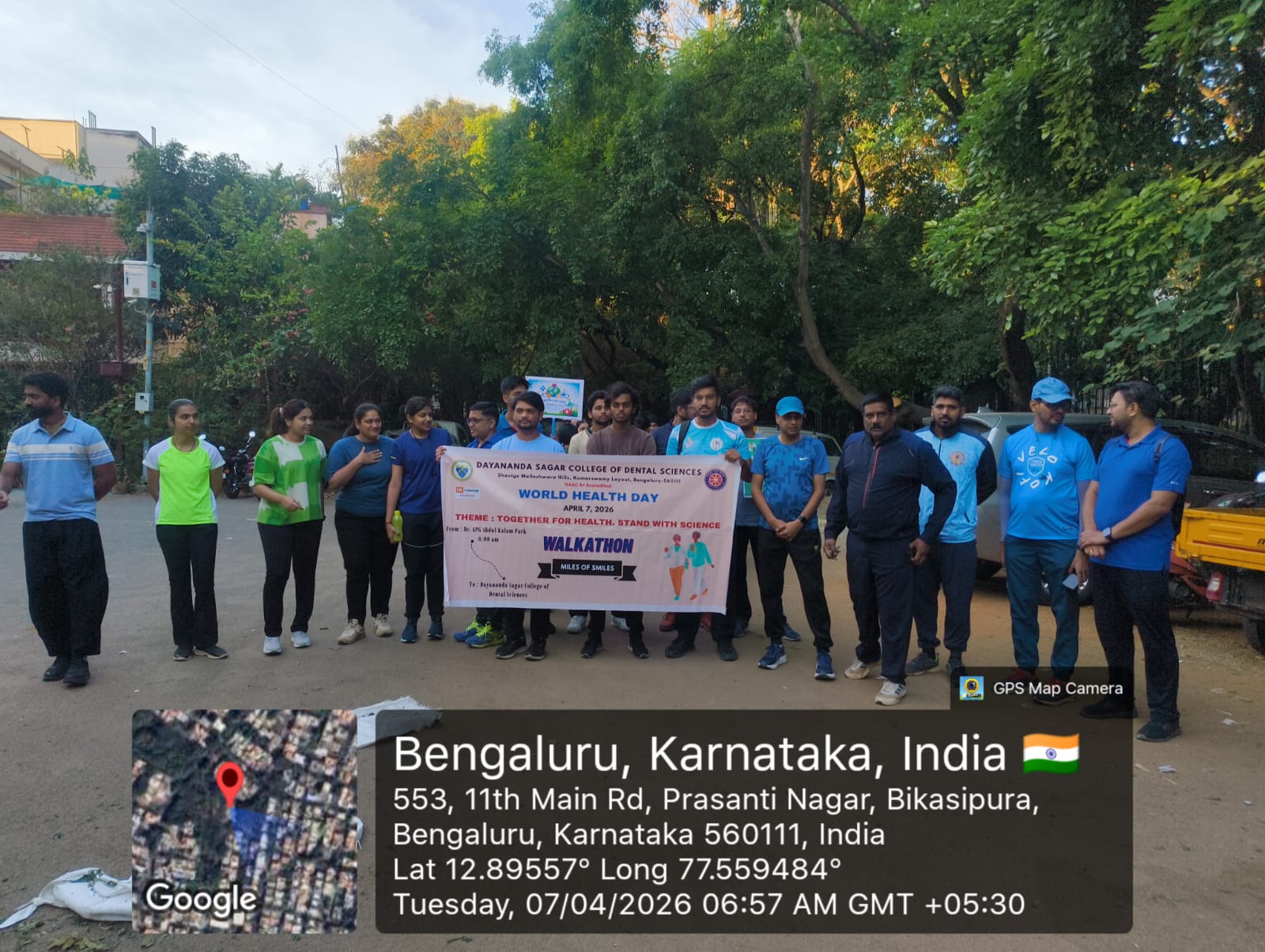 Students and volunteers participating in the World Health Day Walkathon.