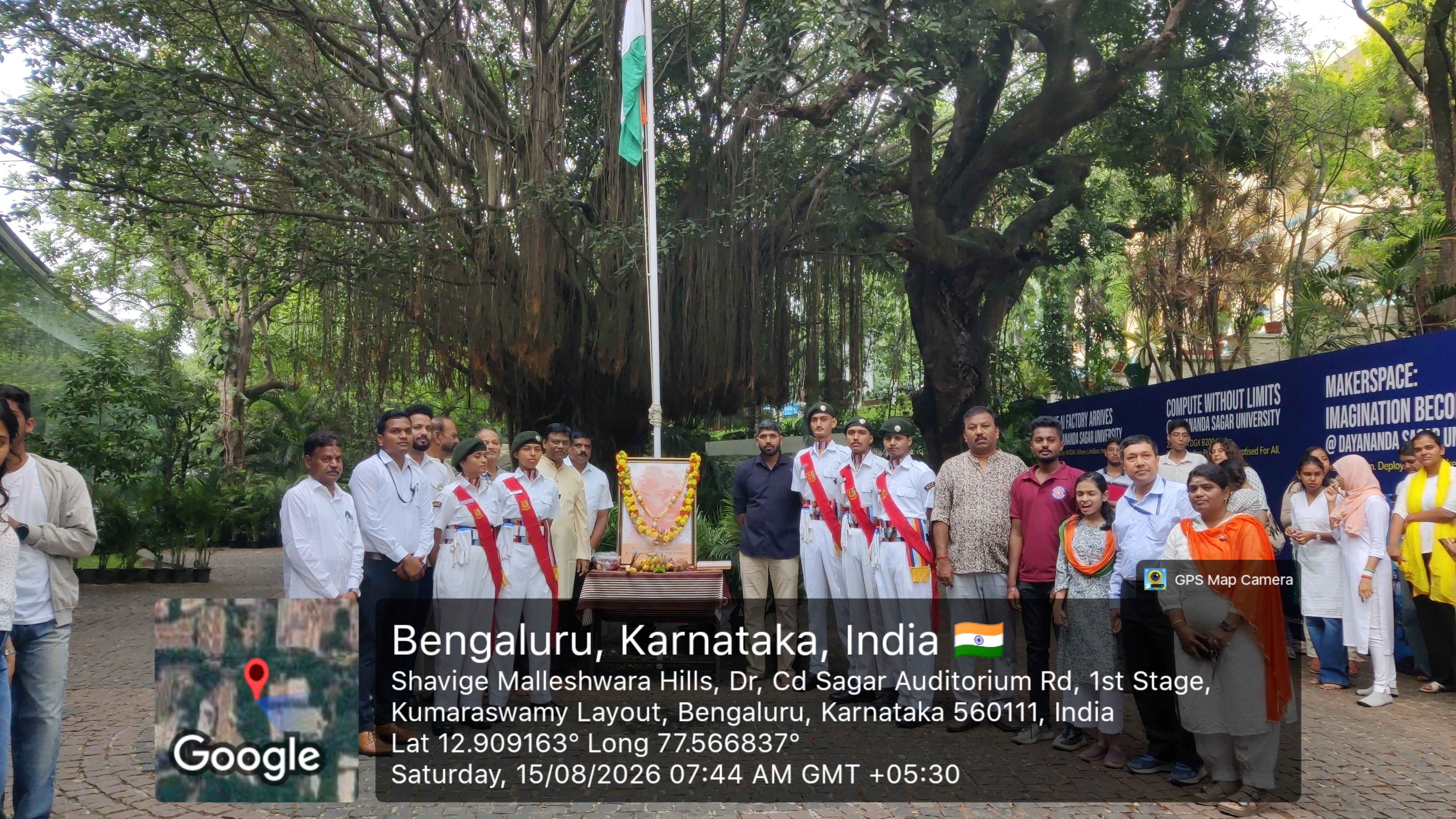 Group holding a banner for Dayananda Sagar College of Engineering NSS