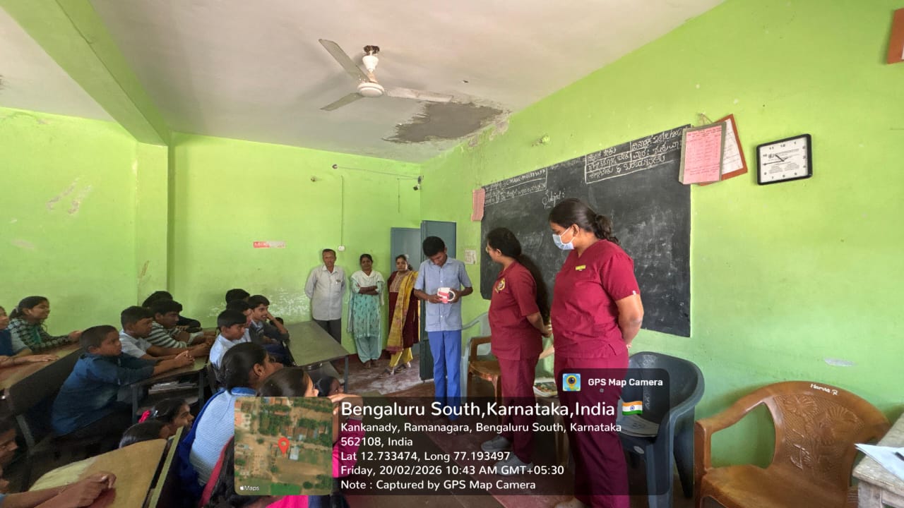Dental team providing health education to students