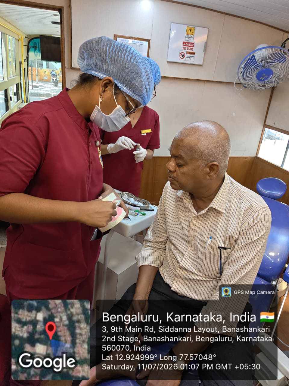Female patient undergoing dental screening