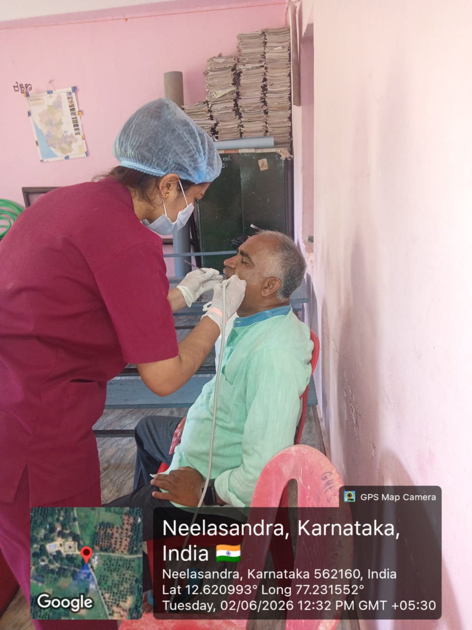 Patient undergoing dental screening
