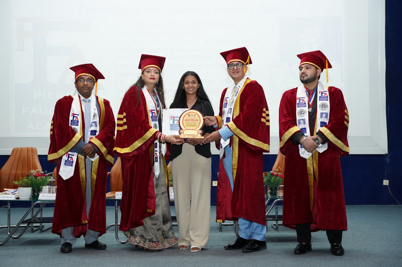 Certificate and trophy awarded to Anjalee Katiyar for UG Student of the Year (II BDS)
