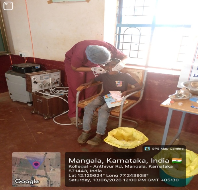 Student undergoing dental scaling at Mangala