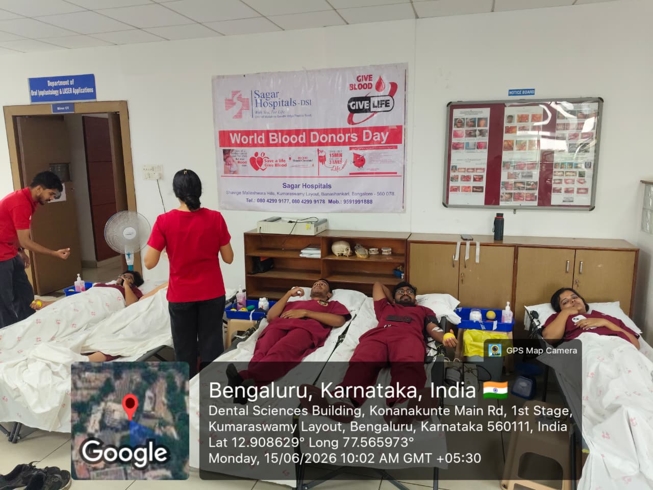 Donors donating blood during the camp