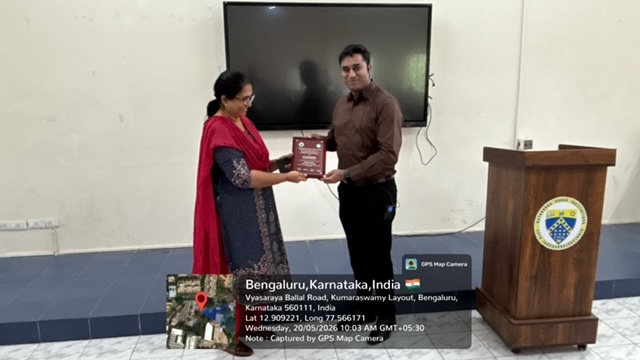 Presentation of memento to resource person Dr. Sumukh Muniraj