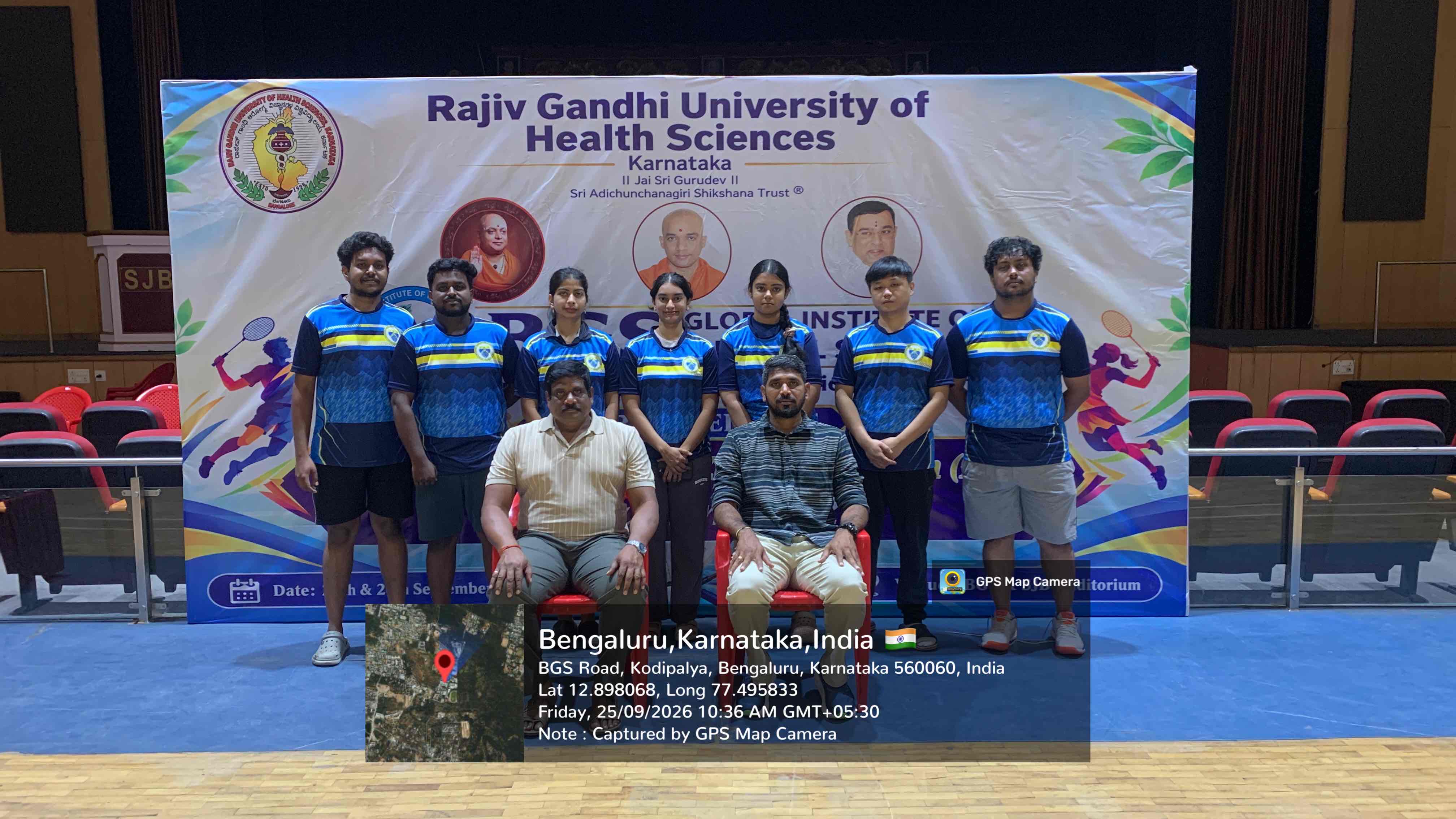 DSCDS Badminton men and women teams group photo with Physical Education Director at BGS GIMS Bangalore
